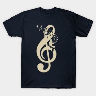 Treble Clef -  Music Flute - Vintage T-Shirt